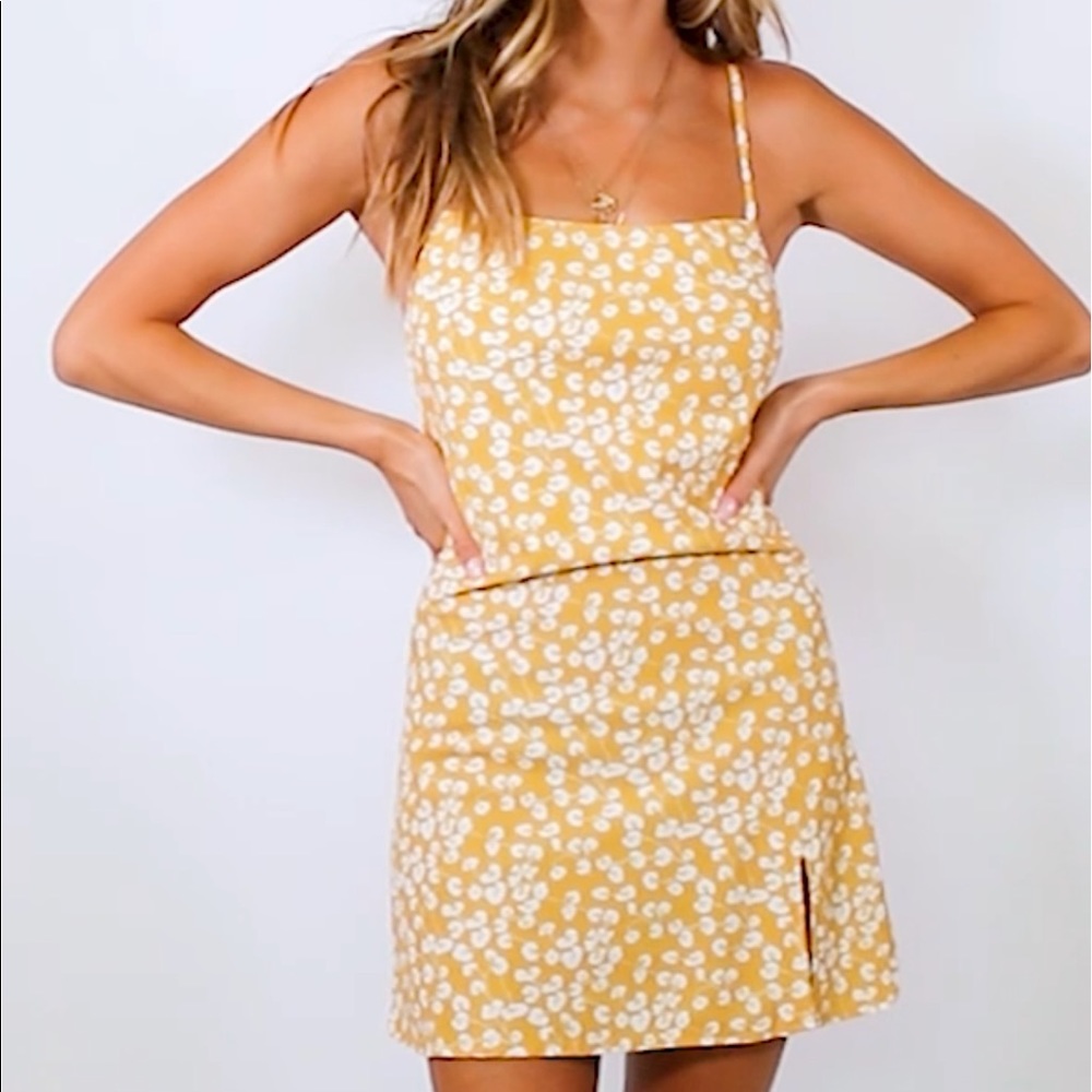 Princess Polly Jade Basin Mini Dress Mustard